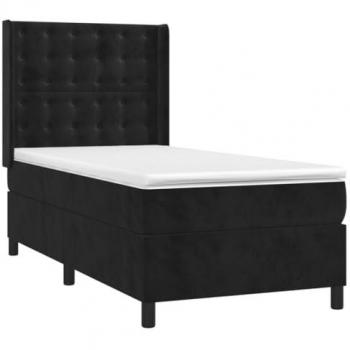 Lit Adulte Moderne 90x190 cm en Velours Noir