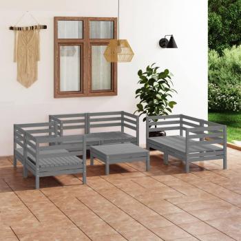 VidaXL 7 Piece Outdoor Lounge Set Grey Solid Pinewood