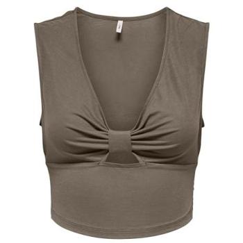 L‑Size Brown Visco Crop Top – Only