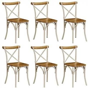 Sillas de comedor de madera maciza de mango 6 unidades con respaldo cruzado