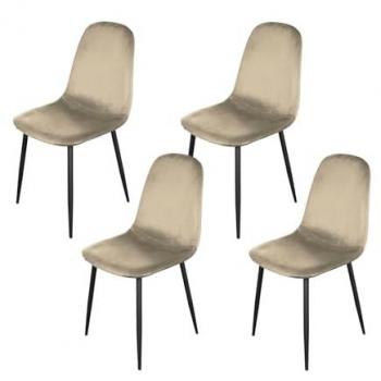 Savannah Velvet Creme – 4‑er Set Esszimmerstühle von HTI‑Living aus feinem Samt