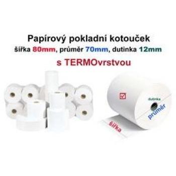 Pásky do pokladny termocitlivé – 80 mm / 70 mm / 12 mm