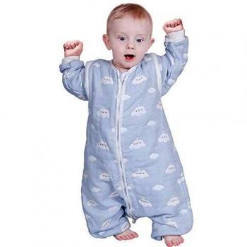 Saco de dormir para bebés Lictin 1-3 años 75-95 cm 2.0 TOG con mangas removibles cielo azul nubes blancas