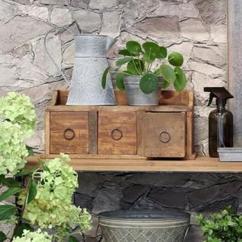 Alt‑Holz-Regal 3 Schubladen, 36 cm Breite – Chic Antique