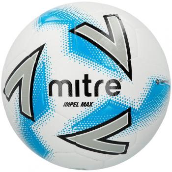 Mitre Impel Max Pro Ball – White, Silver & Blue Trim
