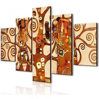 Albero Della Vita LUPIA Quadro Moderno 5 Pezzi In Legno 66x115 Cm