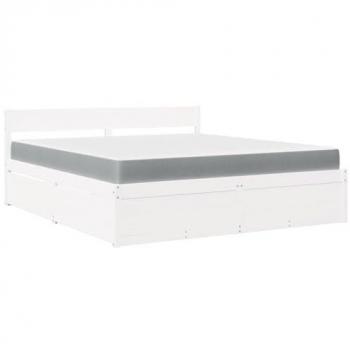 Lit avec tiroirs en bois de pin et matelas blanc 180x200 cm
