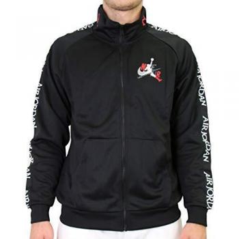 Giacca Tricot Warmup MJ Jm Classic Nike, sportiva nera con finiture rosse e bianche, XS