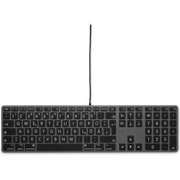 Teclado USB Alemán con Cubierta de Aluminio y Fuente Potente