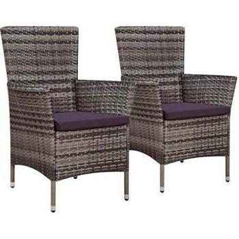 VidaXL Set di 2 Sedie da Giardino in Polyrattan Grigio