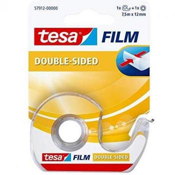 Tesa 57912 Double-Sided Tape, Transparent, 12mm x 7.5m