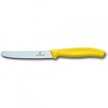 Victorinox Küchenmesser 11 cm Swiss Classic – Ergonomisches Design, Wellenschliff, spülmaschinenfest (Gelbfarbe)