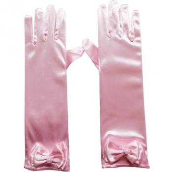Girls' Party Satin Gloves with Bowknot