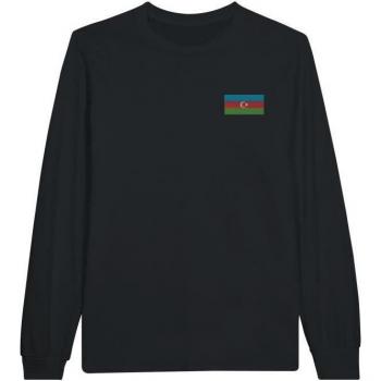 PIXELFORMA Classic Long Sleeve Tshirt – Azerbaijan Flag Design – Black – Regular Style – Soft Wear