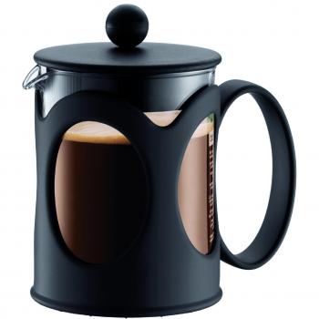 Bodum Cafetera Émbolo de Acero Inoxidable Negro – 4 Tazas Portátil