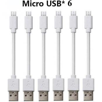 Weißes 6er Ladekabel-Set (USB‑C & Micro‑USB) – Kurz 25 cm, 2 A Schnellladung, kompatibel mit iPhone und Android