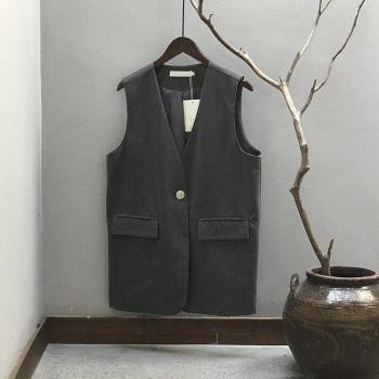 Chaleco GOPLUS para Mujer, Otoño, Sin Mangas, Negro, Con Cuello en V