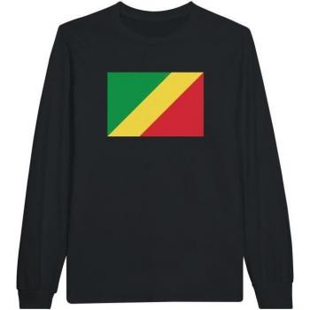 Long Sleeve Republic of Congo Flag Tee PixelForma Black