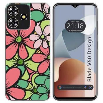 Funda de Silicona para Zte Blade V50 Design 4G con Diseño de Flores 02