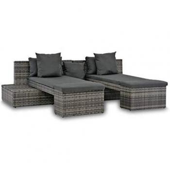 VidaXL Salon de Jardin 4pcs Résine tressée Gris