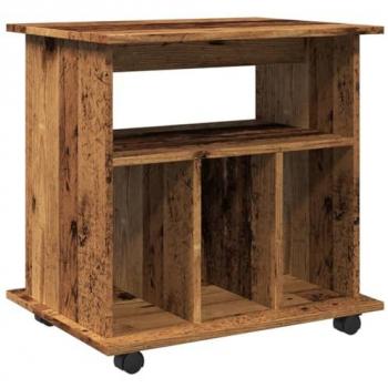 Rolling Storage Cabinet Old Wood Finish 60x45x60 cm