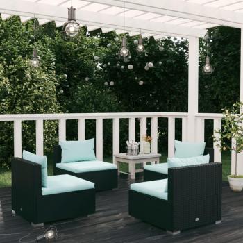 VidaXL Black Poly Rattan Outdoor Lounge Set for 4 People with Cushions