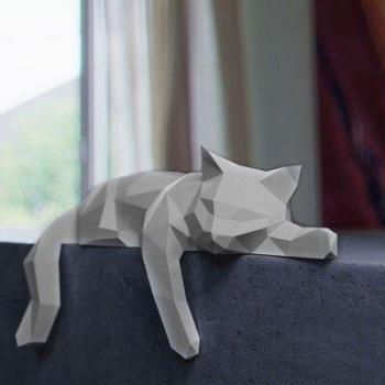 DIY White Cat Paper Sculpture