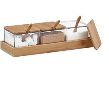 Clear and Brown Spice Jar Collection with Tray