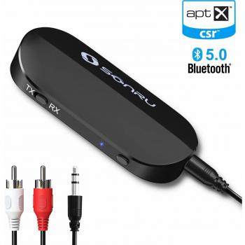 SONRU Bluetooth 5.0 Adapter mit 3,5 mm AUX/RCA Kabel