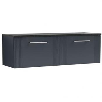Satin Soft Black 2-Drawer Wall Hung Vanity – Sparkling Black Laminate Top, 1200 mm, Balterley