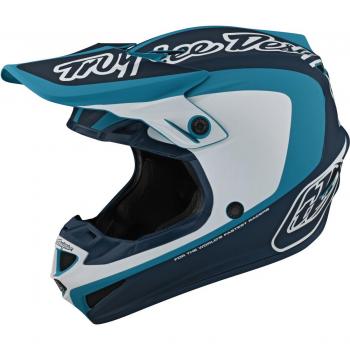 Motocross Helmet Troy Lee SE4 Corsa: Blanc & Bleu, Taille Moyenne
