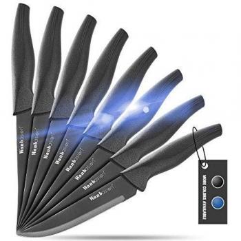 Sharp Non‑Serrated Black Steak Knife Set – Dishwasher Friendly