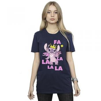 Disney Womens Lilo & Stitch Angel Fa La La Cotton Boyfriend T-Shirt