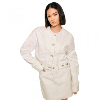 PixieGirl Women's Petite Cream Denim Blazer, No Collar – Size 8