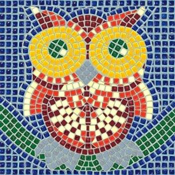 Mosaico de Búho 15 x 15 cm, Cerámica Esmalte, Ref. 1105