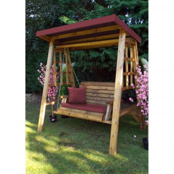 Redwood/Burgundy 2 Seater Swing with Roof Cover
