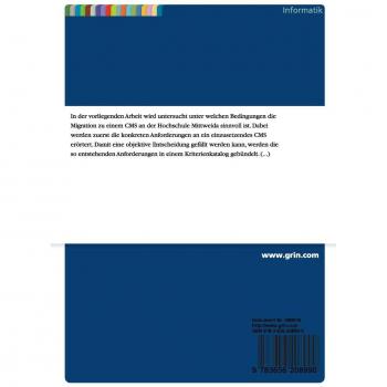 Untersuchungen zur Einführung eines CMS an der HTWM: Typo3, Joomla und Contenido im Vergleich