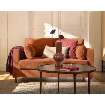 Canapé Droit 2 Places Lisa Design Velours Rouille