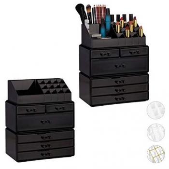 Contenitore per Make Up a 6 Cassetti, 22 Scomparti, Nero
