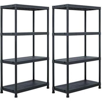 VidaXL 2-Pack Black Plastic Shelving Units 60x30x138 cm