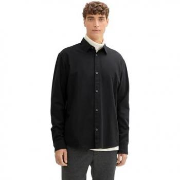 Camicia Tom Tailor Oxford Nera con Maniche Lunghe Relaxed 2XL