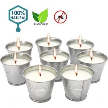 Cera soja 8 velas citronela, protección contra mosquitos en jardín, patio, pícnic y piscina