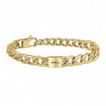 Pulsera de acero color gold para hombre, colección Logomania, talla 22, sin piedras