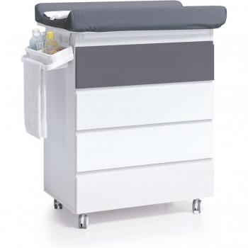 Mueble bañera-cómoda con ruedas Kubo en blanco y marengo