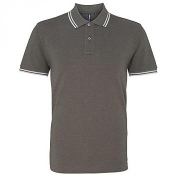 Asquith & Fox Herren Poloshirt mit klassischer Passform (Holzkohle/Weiß)
