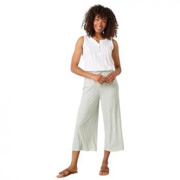 Women's Green Petite Stripe Wide Leg Culottes (Size 14)