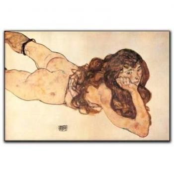 Cuadro de madera Schiele Am Bauch Liegender Weiblicher Akt 1917