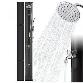 Doccia Esterna Arebos 60 L – 220 cm, Termometro e Soffione Rotondo