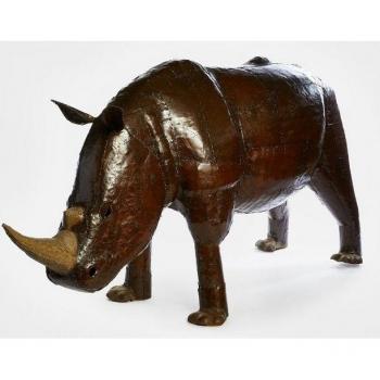 Nashorn Skulptur XL – Weißes Horn, verzinkter Stahl, Gartenfigur von African Rainbow Craft