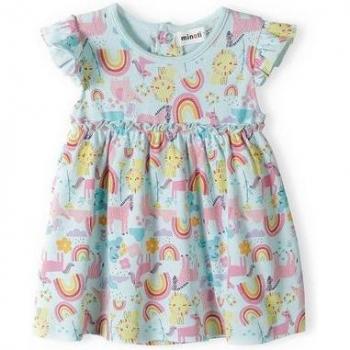 Turquoise Cotton Dress for Infants